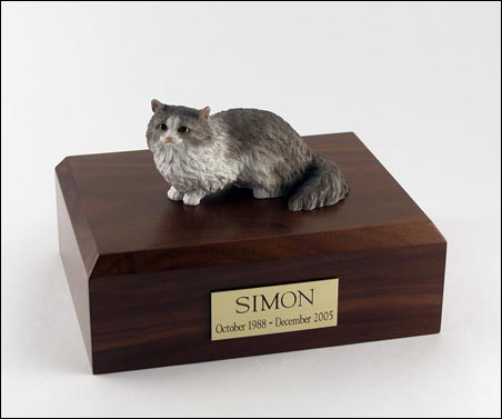 Cat, Angora, Gray - Figurine Urn Cat, Angora, Gray - Figurine Urn