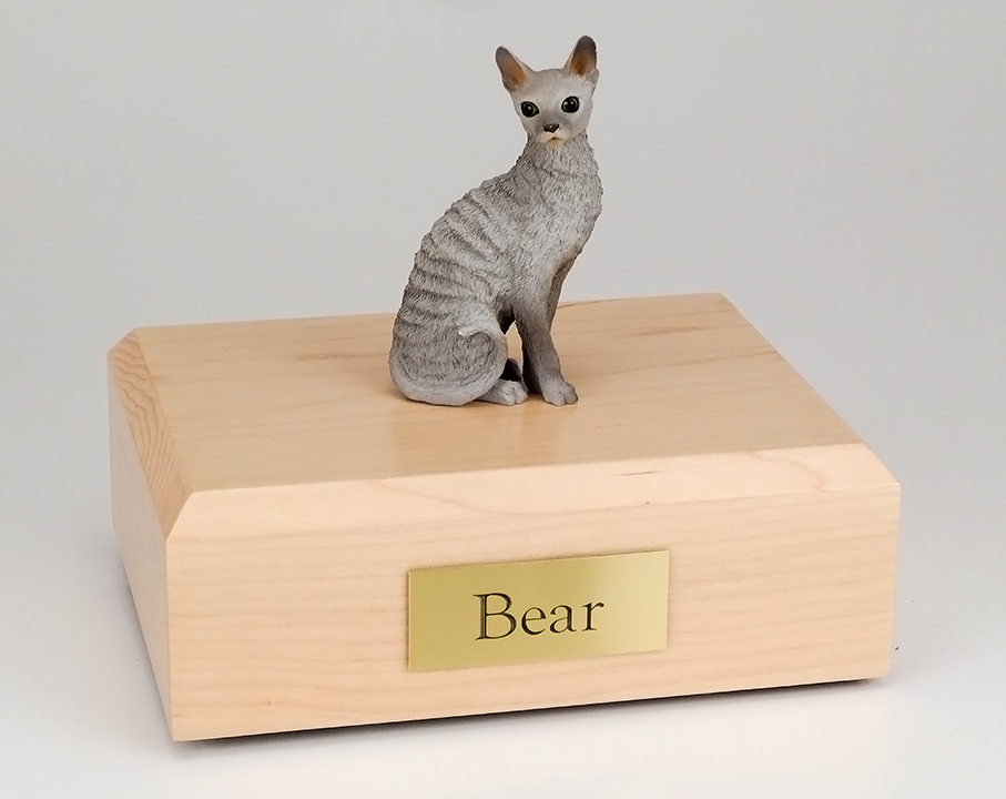 Cat, Cornish Rex, Blue - Figurine Urn Cat, Cornish Rex, Blue - Figurine Urn