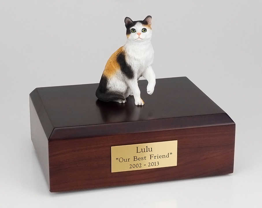 Cat, Calico, Shorthair Sitting - Figurine Urn Cat, Calico, Shorthair Sitting - Figurine Urn